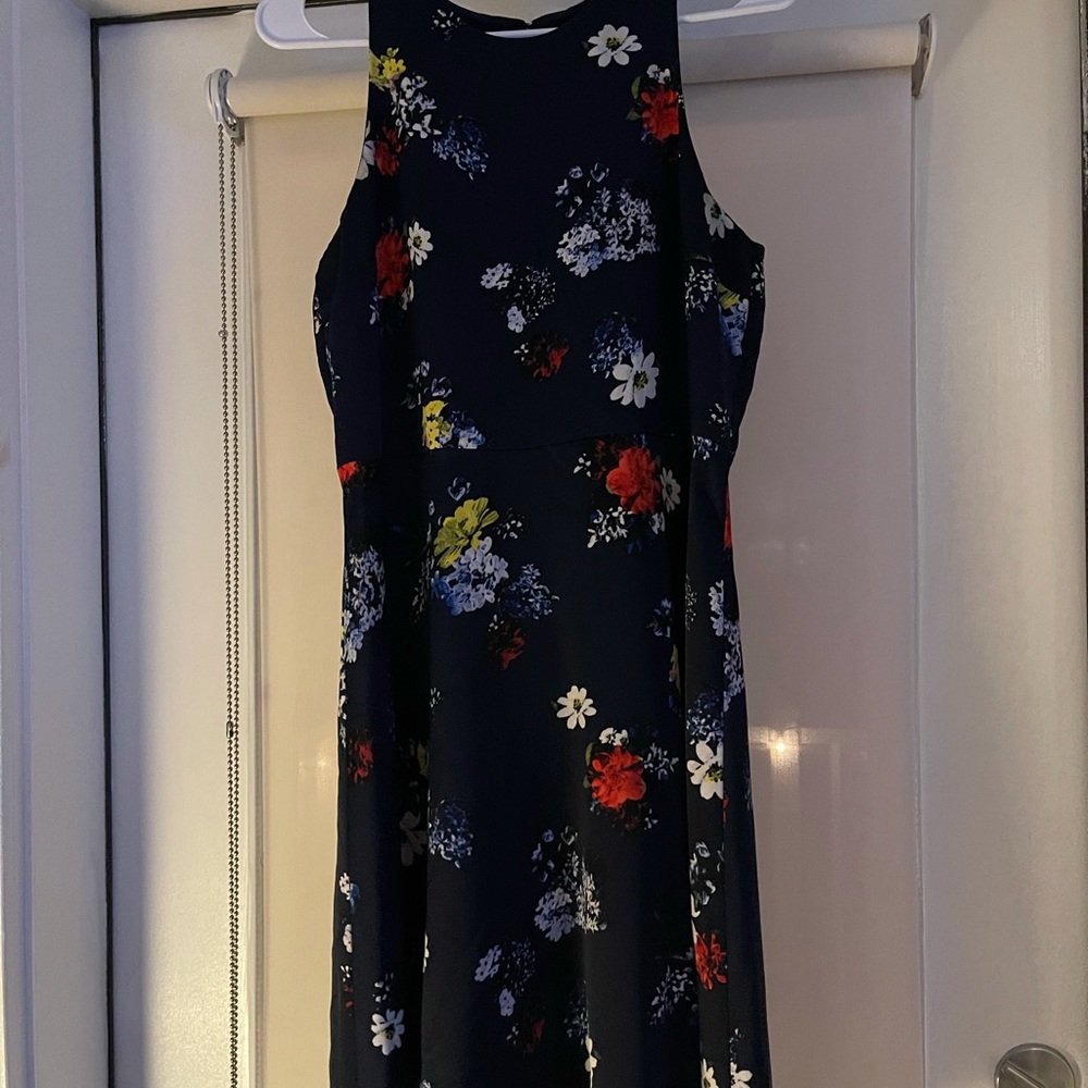 Navy blue floral mini dress, size M, banana republic